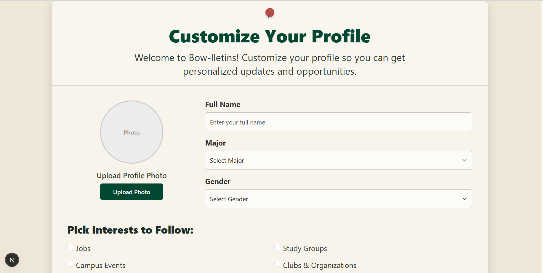 Customize Profile