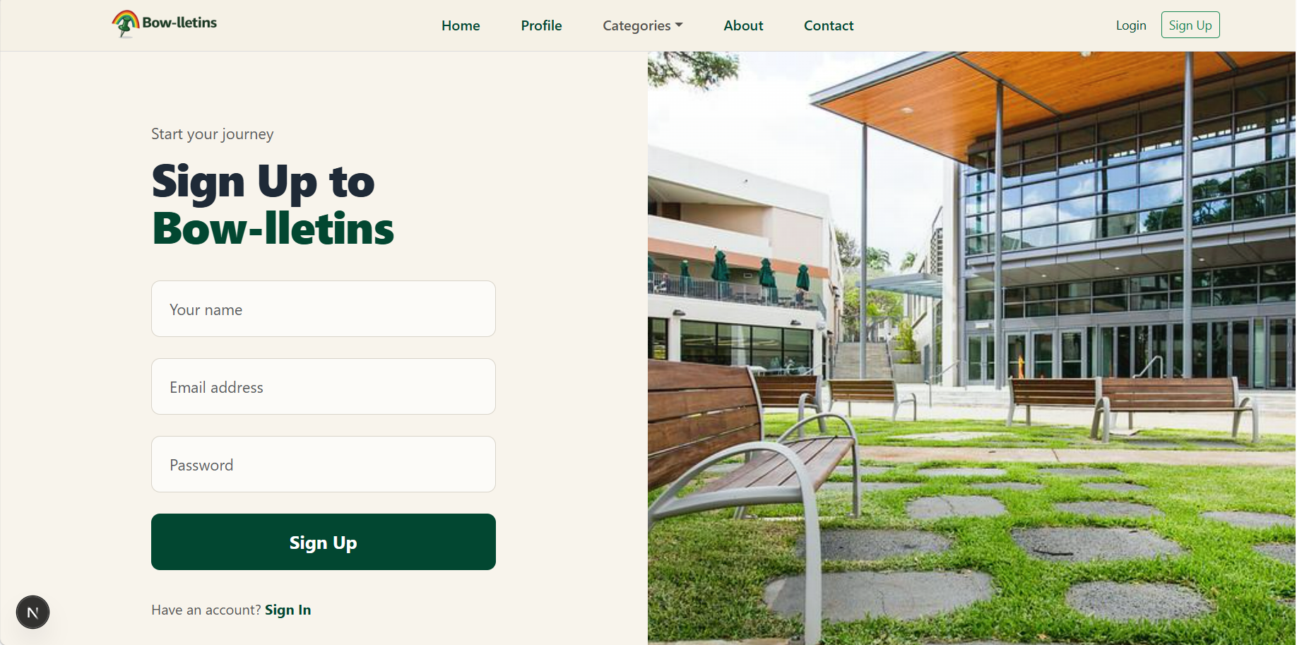 Sign Up Page